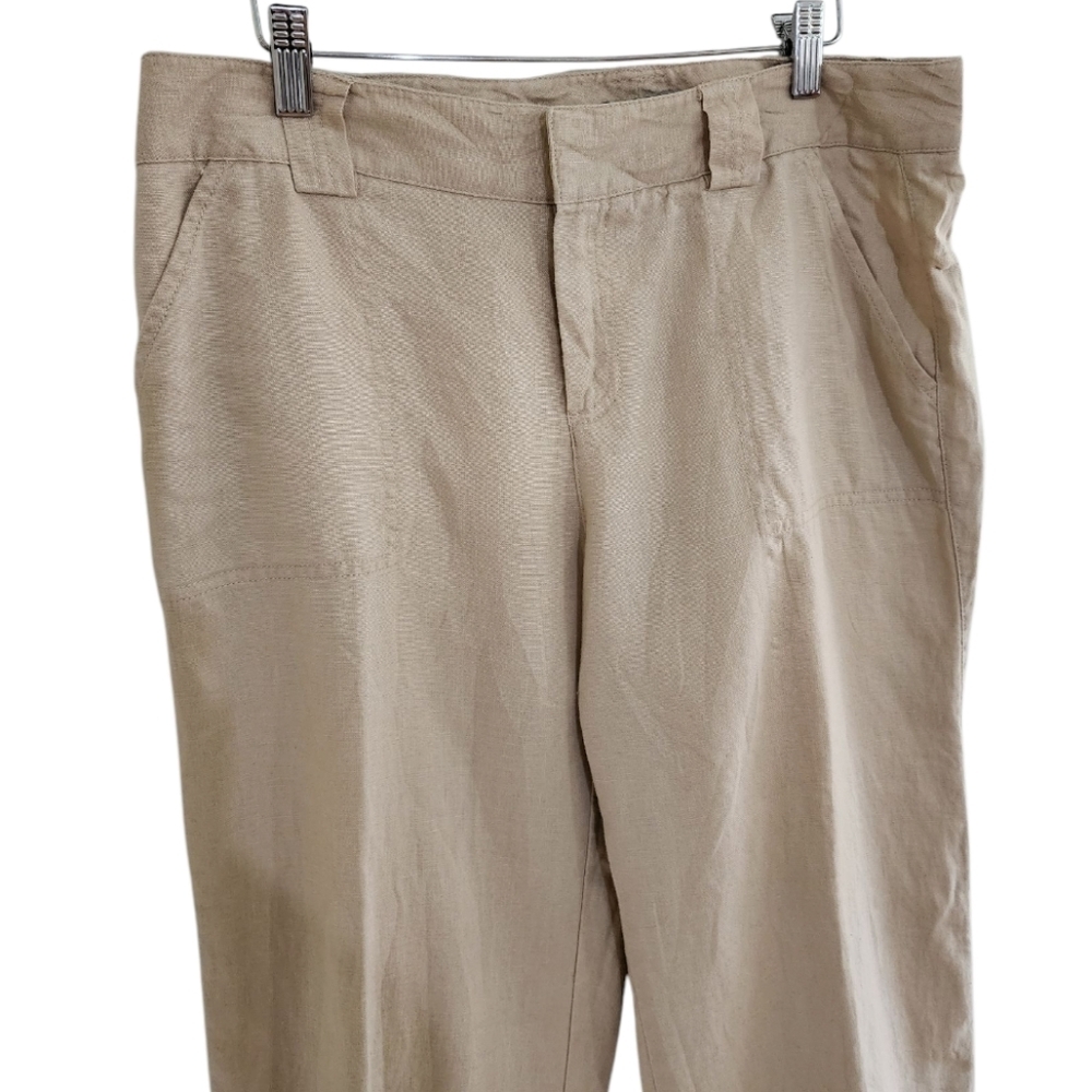 Eddie Bauer Vashon Fit Beach Festival Lounge Organic Linen Crop Pants - Women's - Picture 3 of 8